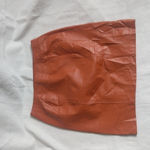 VTG Burnt Orange Genuine Leather Pencil Skirt